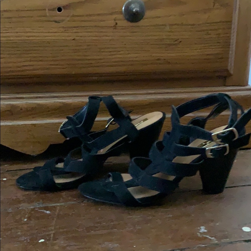 A black heeled sandal